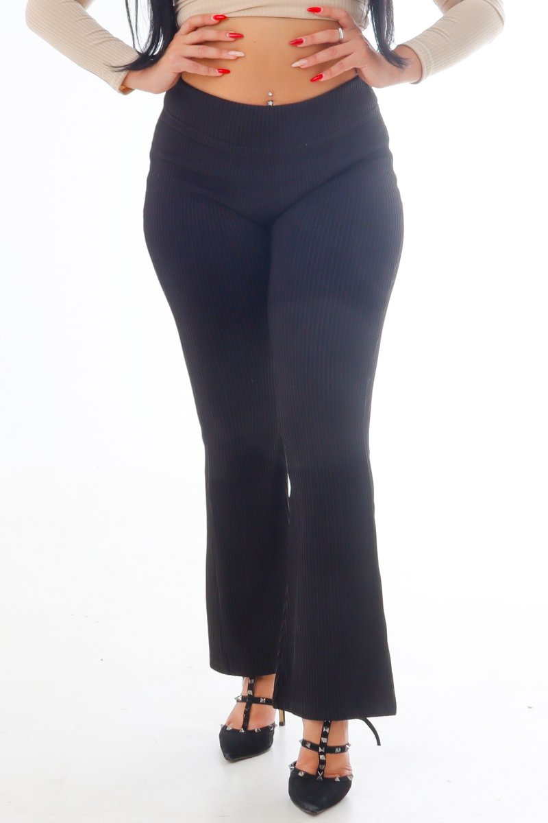 Calça Flare Adulto Plus Size Canelado 3D Lene