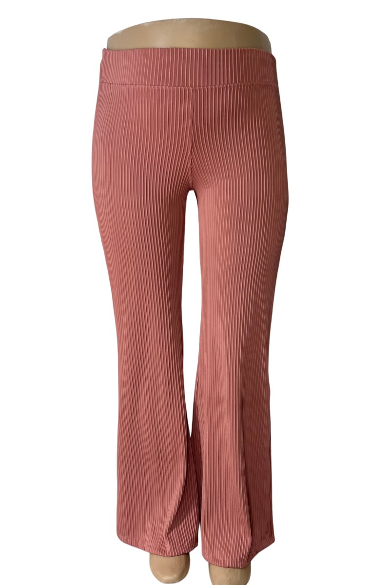 Calça Flare Adulto Plus Size Canelado 3D Lene